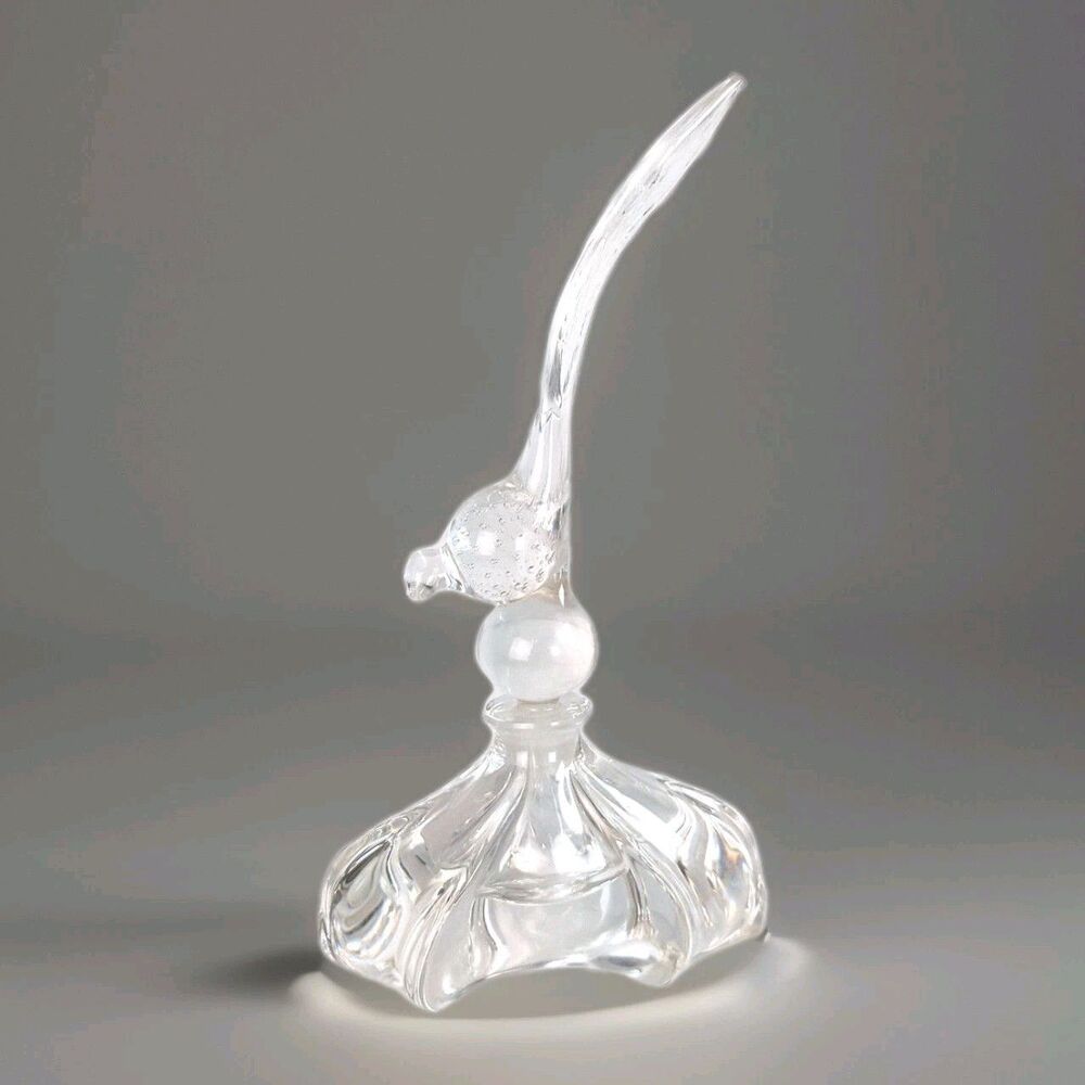 1940s Gundersen-Pairpoint Crystal Glass Perfume Bottle MCM With Pheasant Stopper - Picture 1 of 15